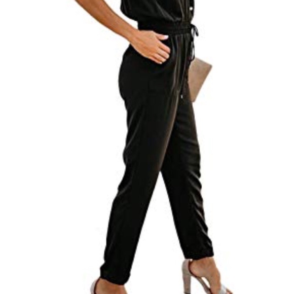 Halter button down Jumpsuit Romper - Picture 4 of 8